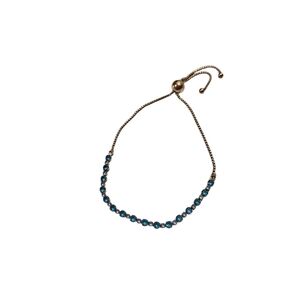 Pandora Gold-Plated Blue CZ Adjustable Slider Bracelet